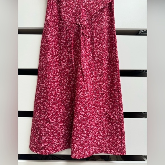 RUE 21 Vintage Y2K Pink Red Floral Cap Puff Sleeve Midi Dress Size Small - Picture 6 of 14